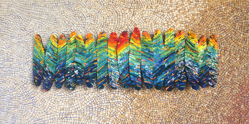 Mosaik aus Marmor und Smalten, 3-dimensional