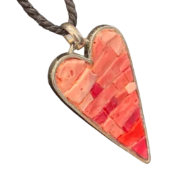 Mosaik aus Smalti | Basis: Metallegierung, mit gewachstem Baumwollband | Größe ca. 2,5 x 6 cm